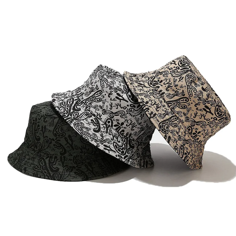 

Панама хлопковая для мужчин и женщин, двухсторонняя шляпа с цветочным горшком, с винтажным рисунком, летняя