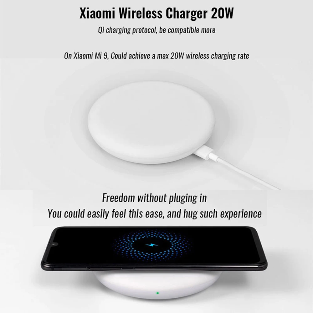 Беспроводное зарядное устройство Xiaomi 20 Вт быстрая Беспроводная зарядка вспышкой