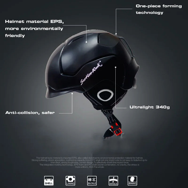 Зимний шлем для лыж и сноуборда мужчин женщин Сверхлегкий дышащий цельной формы