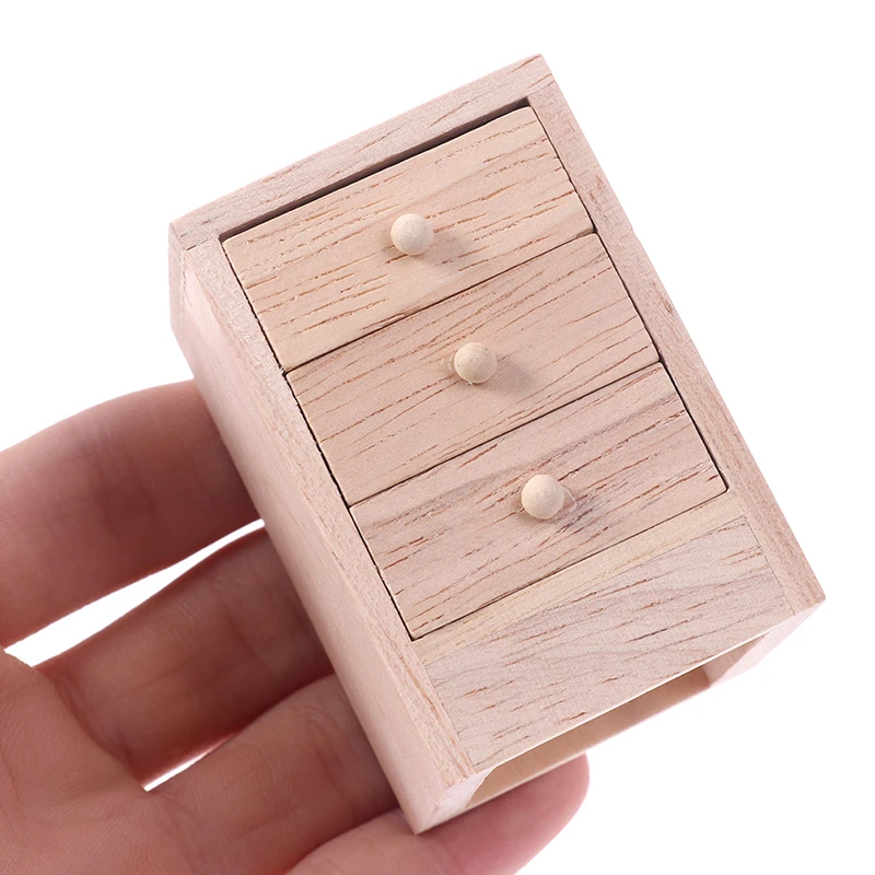 

1/12 миниатюрный деревянный прикроватный шкаф для кукольного домика, модель мебели, аксессуары, игрушки для кукольного домика, наклейки, Нови...