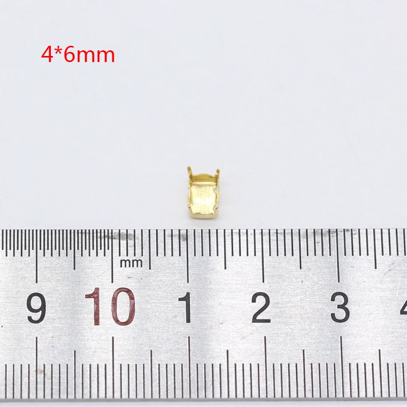 4x6mm rectangle 30p All shape&size Empty Base Setting Gold plated Blank Claw For Holder jewels stones Stitch On Sew On Crystal Glass Rhinestones - Цвет: 4x6mm rectangle