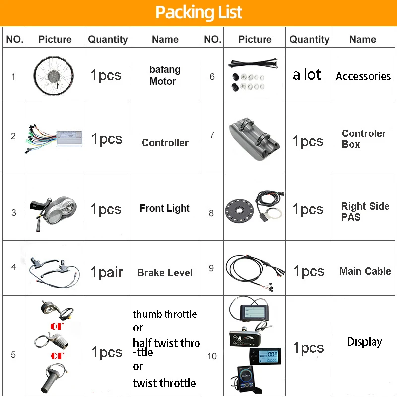 BAFANG 8fun комплект для переоборудования электрического велосипеда 48 в 500 Вт 16AH 21AH
