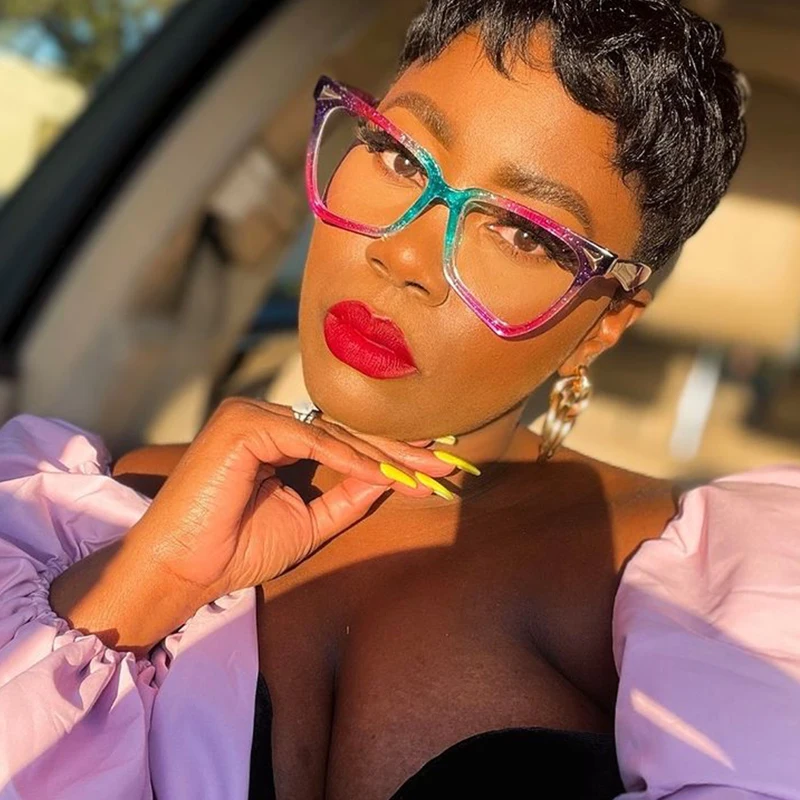 80007 радужные очки кошачий глаз с защитой от синего света оправа желеобразных