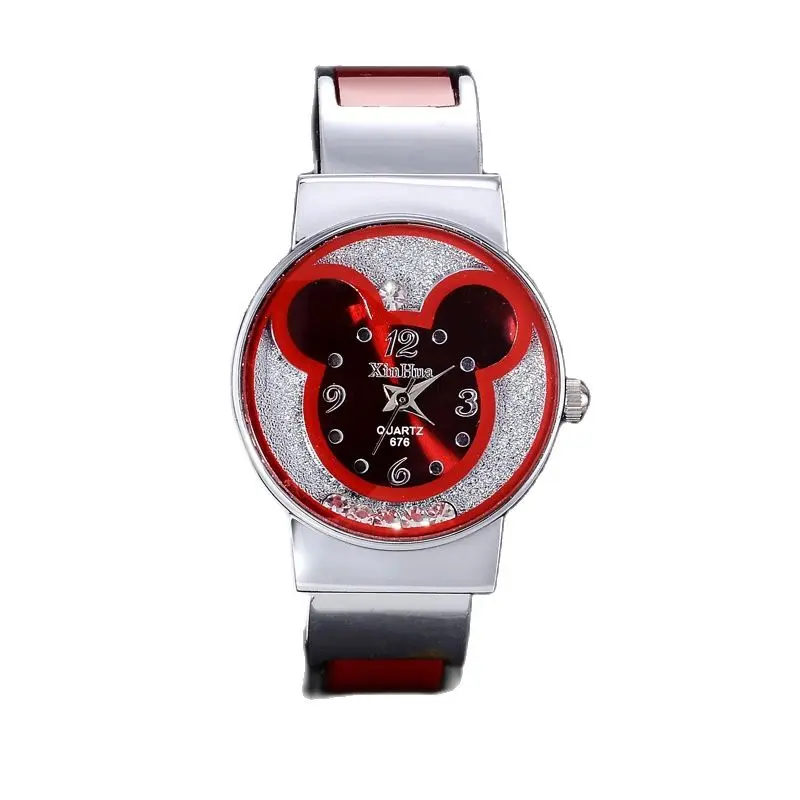 Новинка модные наручные часы с браслетом Микки Мауса женские Стразы для девушек