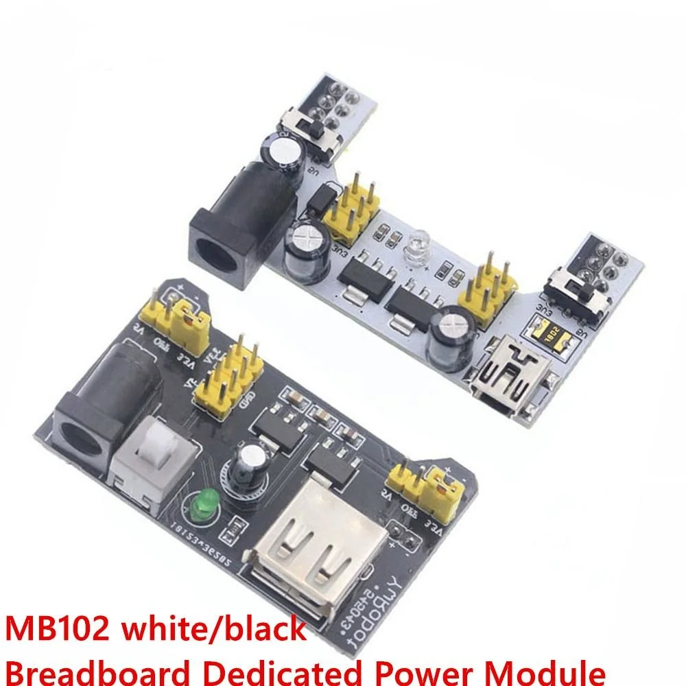 

MB102 Solderless Breadboard Power Supply Module For Arduino Nano 3.3V 5V MB102 White/black Breadboard Dedicated Power Module