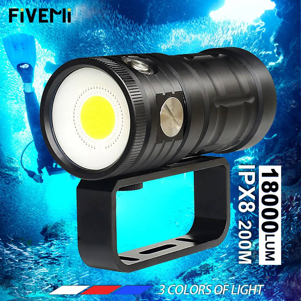 Профессиональная подводная лампа для фотосъемки, фонарь для дайвинга, COB LED IPX8 100 м, фонарик для дайвинга, вссветильник для камеры, заполнясве...