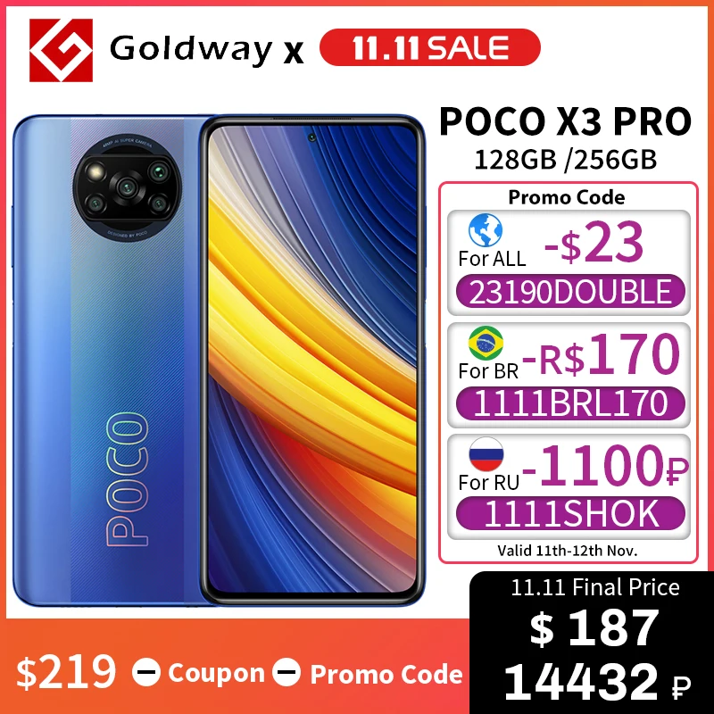  POCO X3 Pro 6ГБ ОЗУ 128ГБ ПЗУ / 8ГБ ОЗУ 256ГБ ПЗУ Мобильный телефон Snapdragon 860 120Гц DotDisplay 5160мАч 33W NFC 