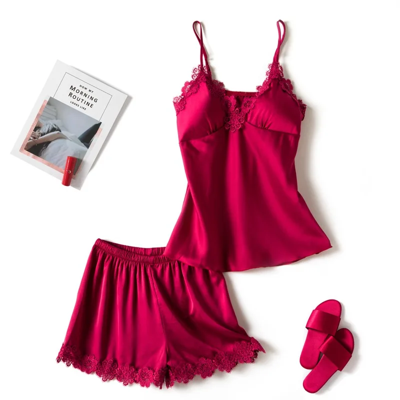 Женские сексуальные кружевные пижамные комплекты из 2 предметов ночная рубашка