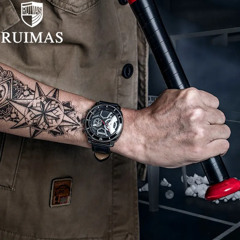 Ruimas New Mens Watches 2020 Luxury Brand Quartz Watch Unique Gentlemen Wrist Men Gifts Military Relogio Luxo Clock 552 | Наручные часы