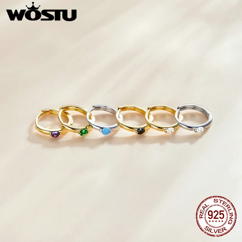 Женские серьги гвоздики WOSTU Forever Circle 100% Стерлинговое Серебро 925 пробы