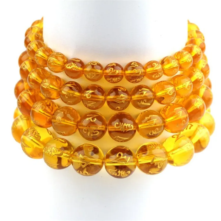 Браслет из натурального цитрина с кристаллами бронзирующий браслет шести слов