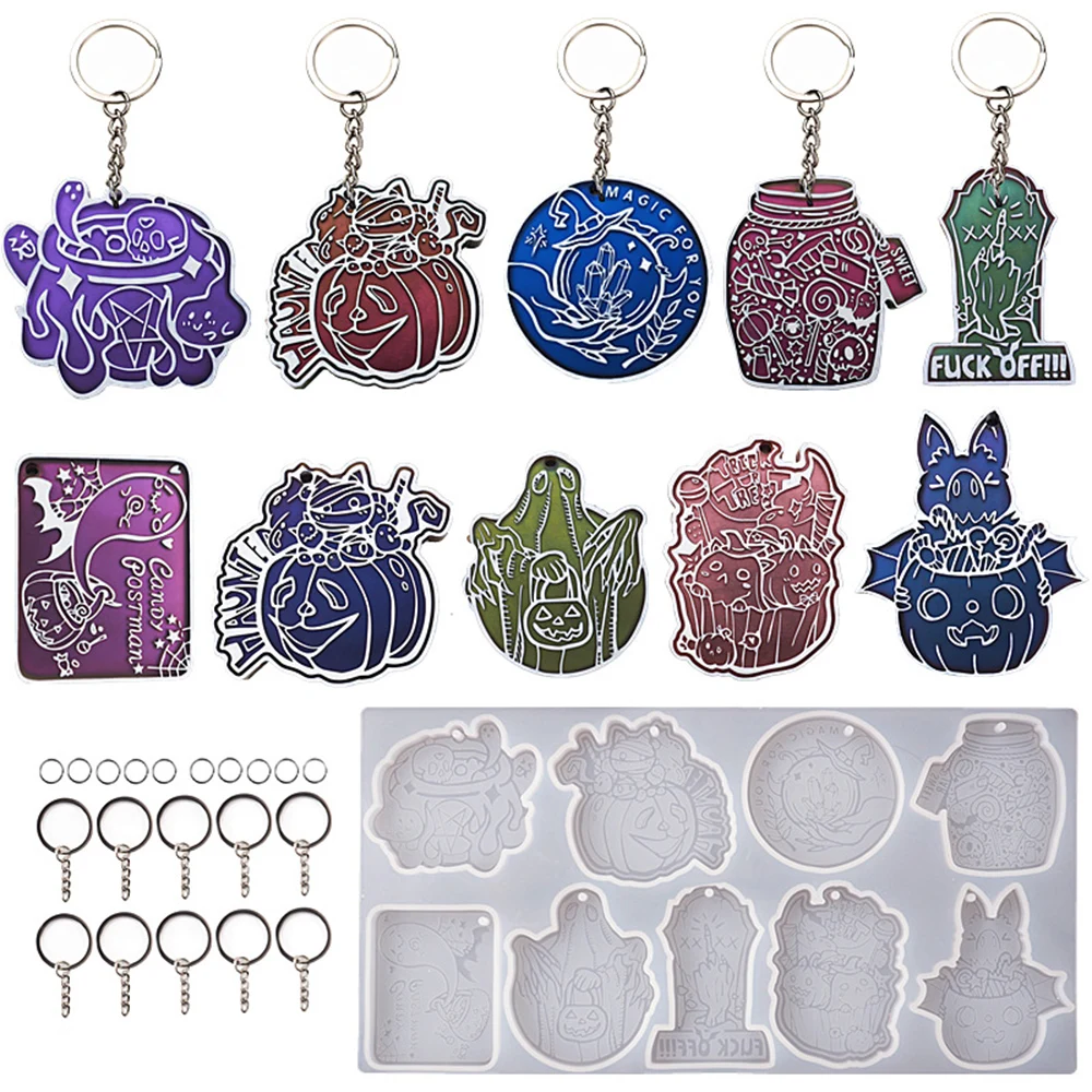 

Halloween Pumpkin Cartoon Skull Candy Silicone Casting Resin Molds & Jewelry Accessories For DIY Epoxy Keychains Resin Moulds