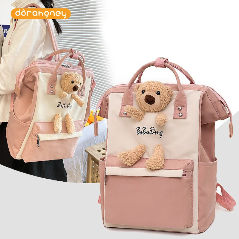 

DORA Cute Baby Diaper Bag Large Capacity Backpack With Handle Bear Colorful Hot Sale Nylon Handbags For Mom