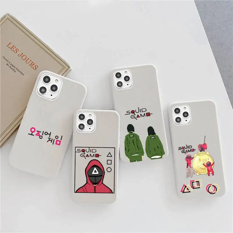 

Squid Game Phone Case Candy Color for iPhone 6 6S 7 8 11 12 XS X SE 2020 XR mini pro Plus MAX mobile bags Pink Soldiers