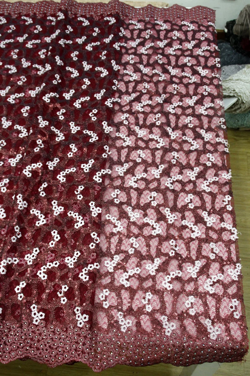 

High Quality French Net Lace Fabric With Sequins Nigerian Lace Fabric For Wedding 5 yards/lot