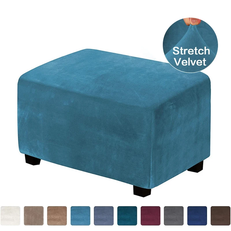 

Velvet Ottoman Cover Rectangle Stool Cover Relax Sofa Footstool Cover Wing Chair Footrest Slipcovers Furniture Protector Covers