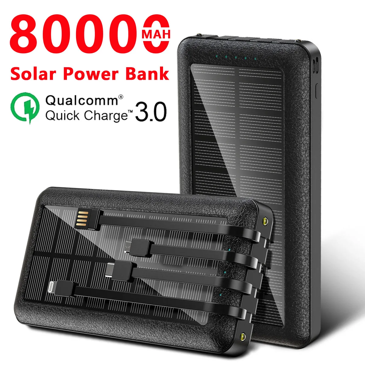 80000mah Солнечный внешний аккумулятор портативное Внешнее зарядное устройство