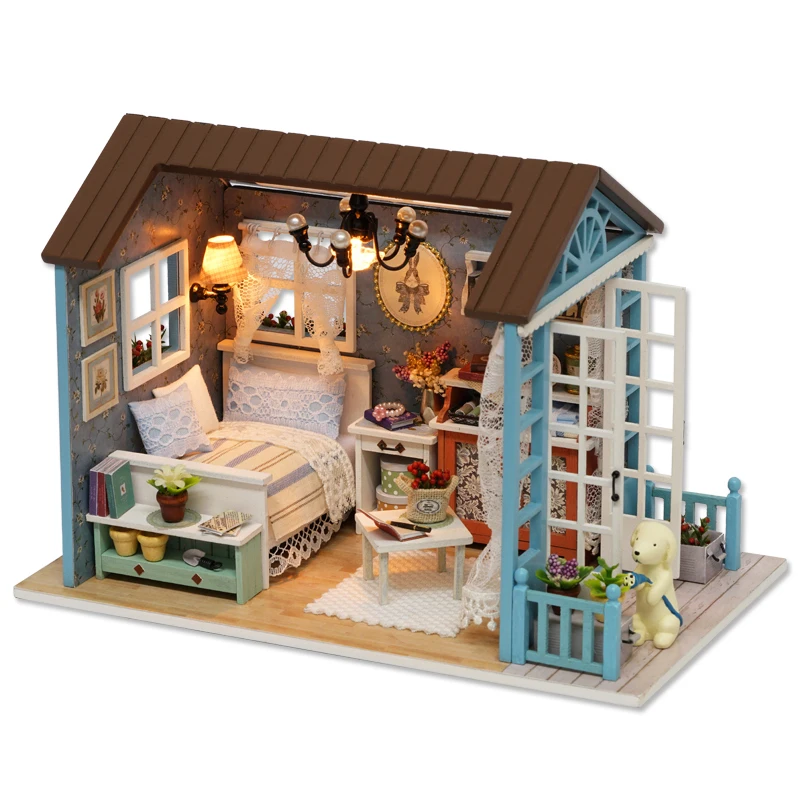 

Doll House Wooden Furniture Diy House Miniature Box Puzzle Assemble 3D Miniaturas Dollhouse Kits Toys For Children Birthday Gift