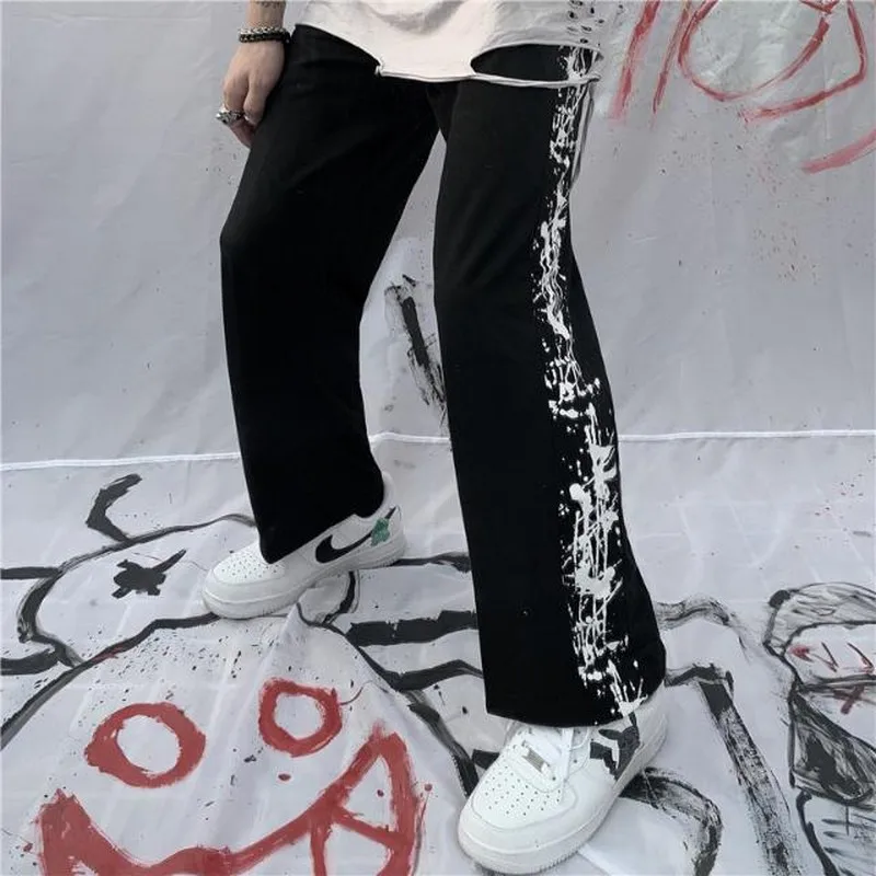 NiceMix женские уличные ретро тонкие брюки весна осень новый принт Высокая прямая