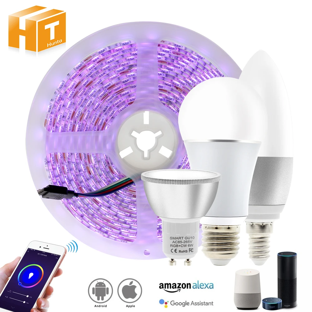 Умная Светодиодная лента Tuya Wi Fi RGB совместима с Amazon Alexa и Google Home управление
