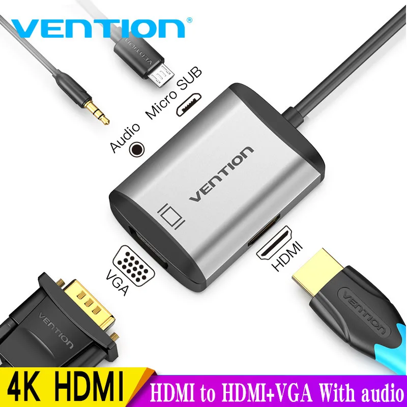 Адаптер Vention HDMI VGA 4K конвертер кабель для ноутбука ПК HDTV PS4 монитор проектор