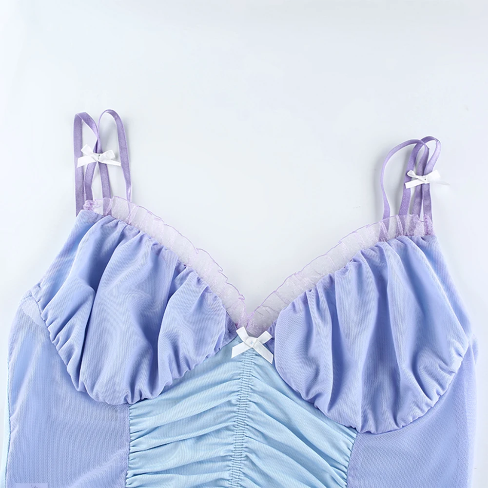 Летнее платье с сеткой в стиле пэтчворк сексуальные Обрезной Топ молочница