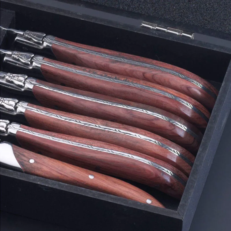 6 шт Нержавеющая сталь Laguiole стейк Ножи ужин набор ножей с палисандр ручки