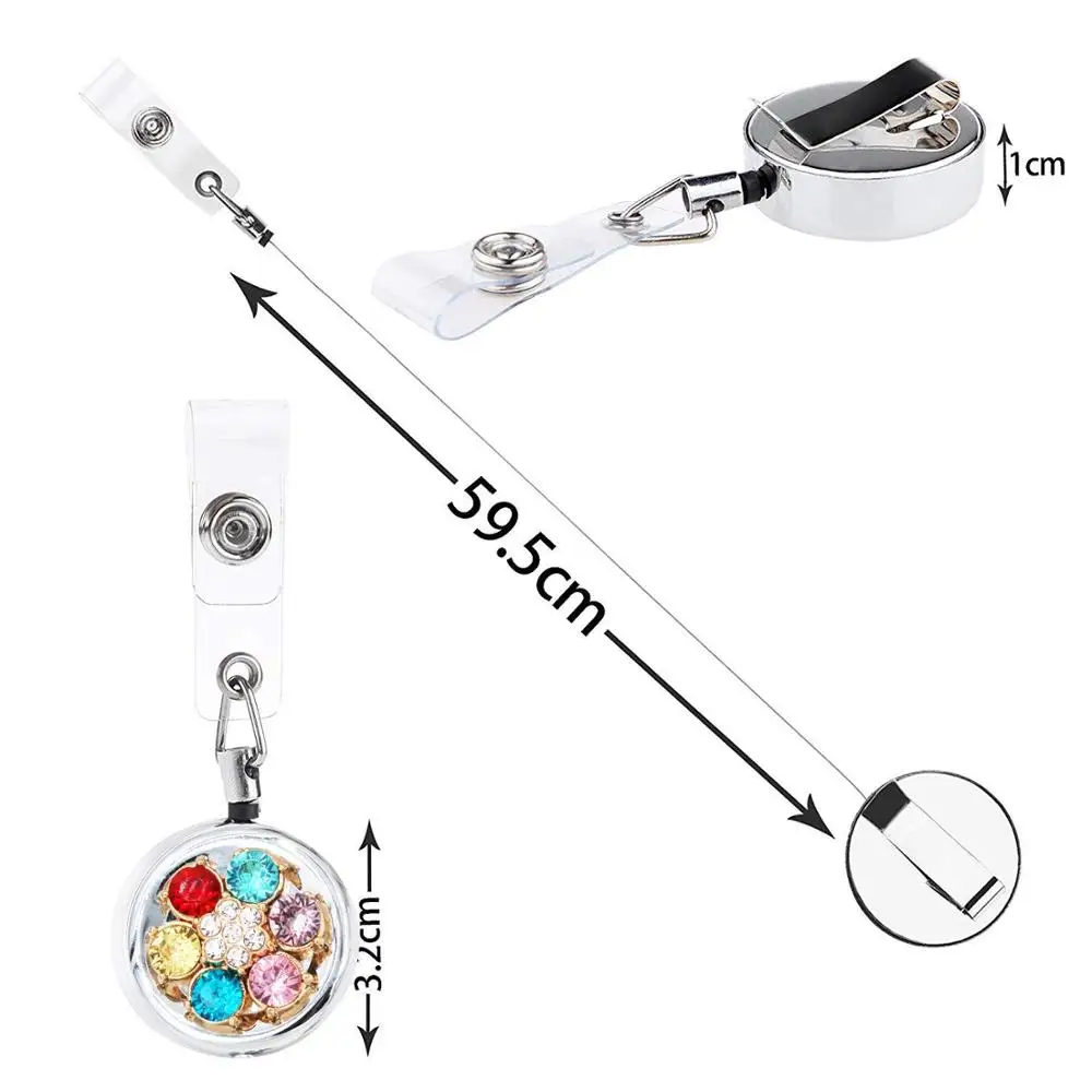 idclip 1pcs 3 2cm retractable badge holder belt clips metal id badge reel heavy duty steel wire cord free global shipping