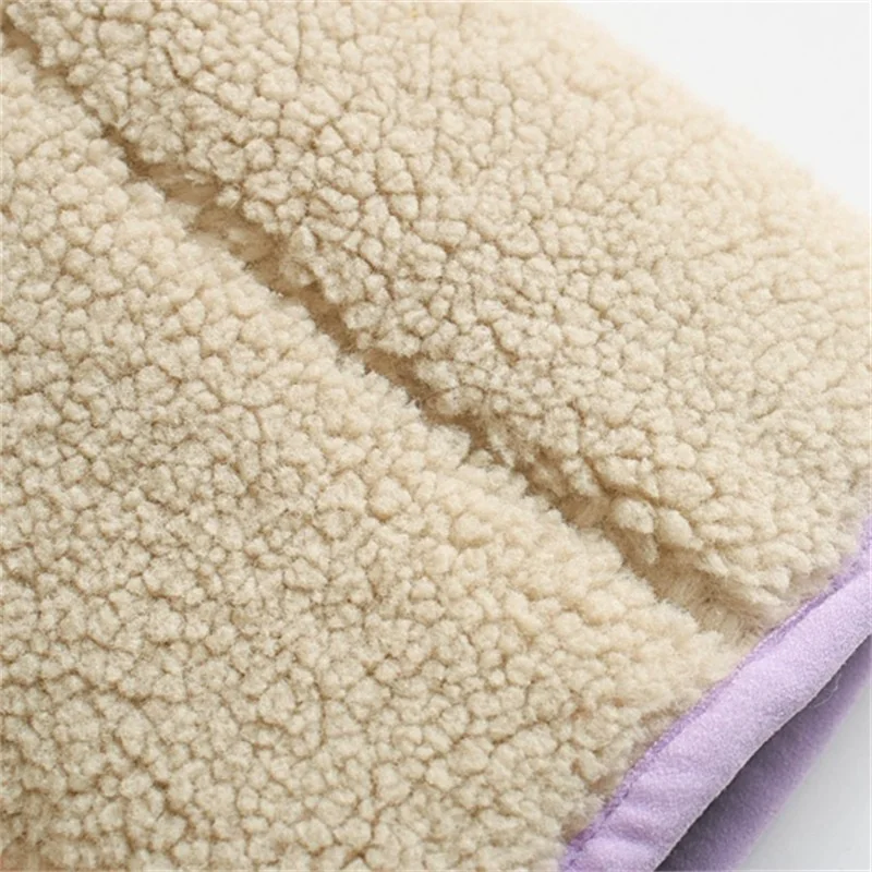 

ZXQJ Women 2020 Fashion Oversized Thick Warm Casual Short Stitching Plush Jacket Lamb Hair Long Sleeve Female Outerwear Chic Top