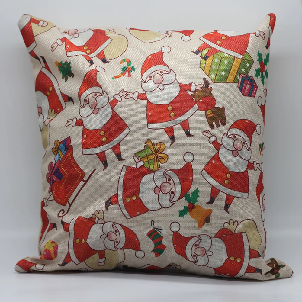 

Led Light Glow Christmas Pillow Case Elk Deer Santa Claus Bell Tree Cushion Cover Car Decor Square Party Decorative