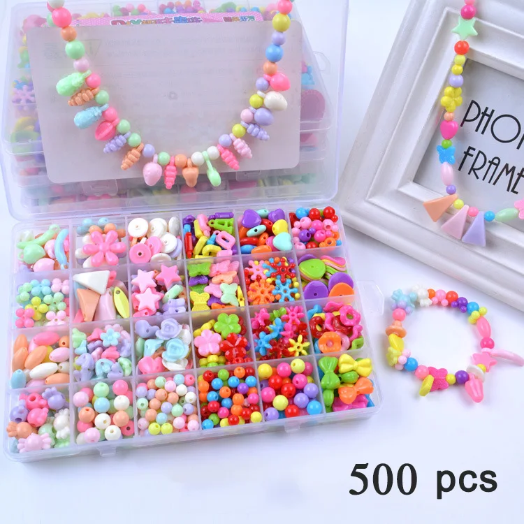 

Birthday Gift Necklace Building Kit Early Education Toy 24 Grid 1Box Acrylic Art Craft Children's Toys for Girls
