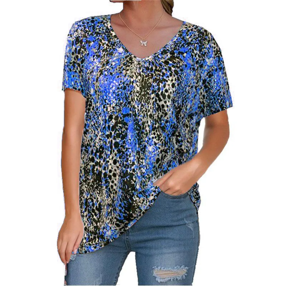 

Summer tees t Shirt 5XL t Shirt Floral Printed Top Women Clothing Short Sleeve Pullover Female Ladies Top Casual Loose tshirts