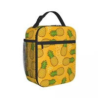 lunch bag insulated bag yelow pineapples portable shoulder picnic thermal fruit bag for work