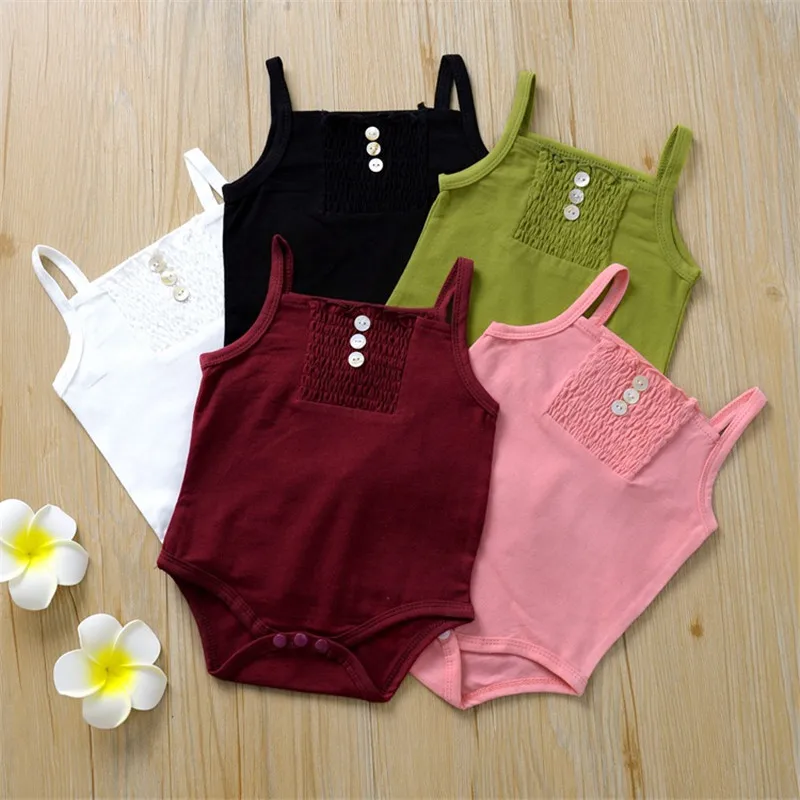 

0-24M Newborn Cotton Romper Baby Boy Girl Sleeveless Solid Romper Infant Toddler Outfit Sunsuit Clothes