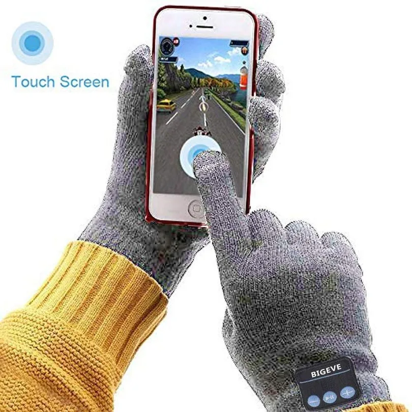 Проводящие зимние перчатки чувствительные сенсорные Bluetooth для работы с