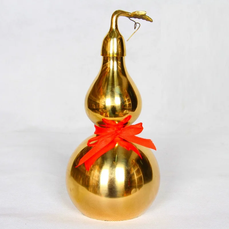 Чистый Медь Gourd колено Глянцевая Feng Shui орнамент благословение листья Ба-гуа