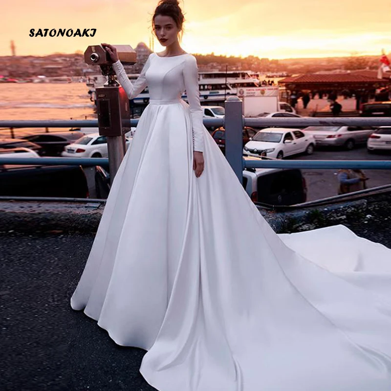 Платье Свадебное женское в стиле бохо с длинным рукавом винтажное пляжное платье