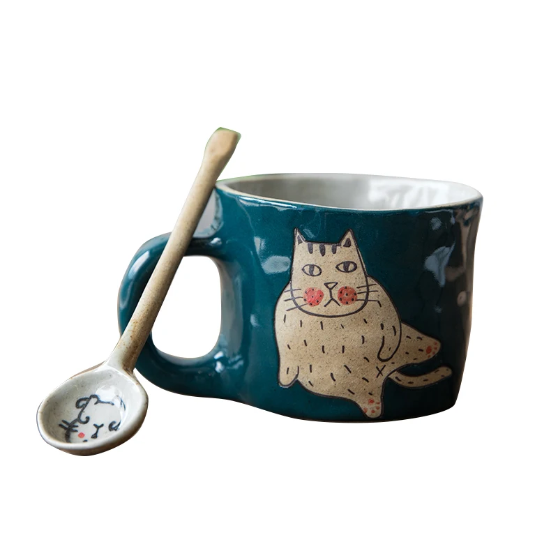 

Animal Cute Big Creative Mugs Ceramic Gifts Espresso Couple Cat Mug Cartoon Crockery Filizanki Do Kawy Kitchen Dining Bar EA60MK