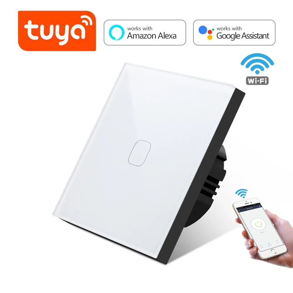 Сенсорный Wi Fi выключатель Tuya Smart Life 1/2/3 банды 1 канальный умный настенный