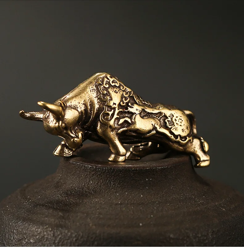 Vintage Brass Wealthy cattle bull DIY Keychain ring Pendant ornament Miniature Fitting Accessories a0282 | Дом и сад