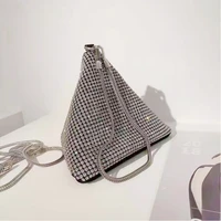 luxury designer handbags womens crossbody bags 2021 female fashion rhinestone triangular pyramid shape chain clutch evening bag