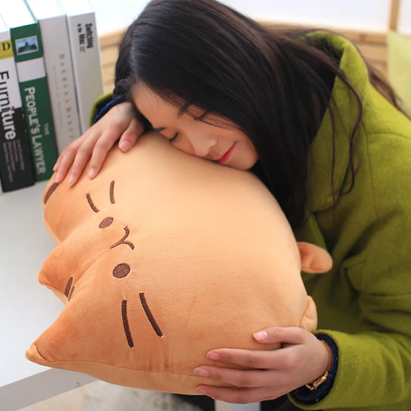 Креативная милая плюшевая игрушка в виде кота с большим лицом подушка теплые