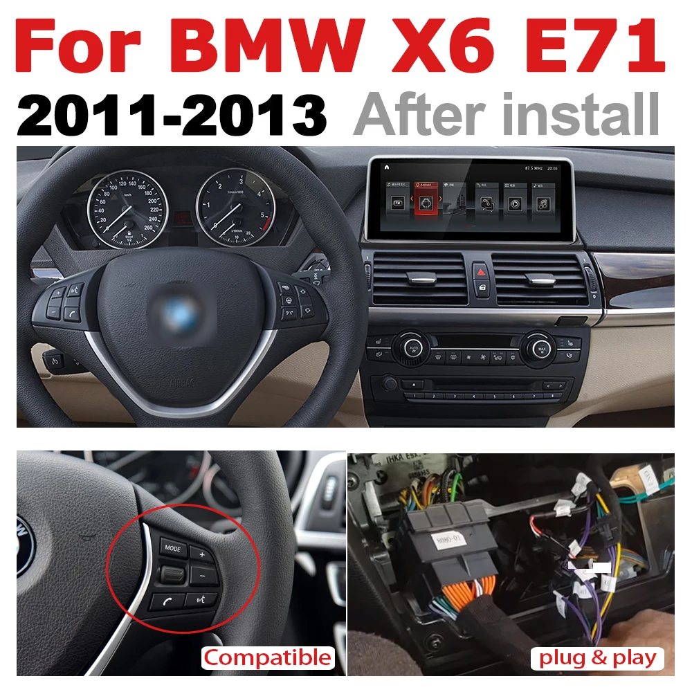 Автомагнитола 2 Din с GPS и Android-навигацией для BMW X6 E71 2011 ~ 2013 CIC AUX стерео
