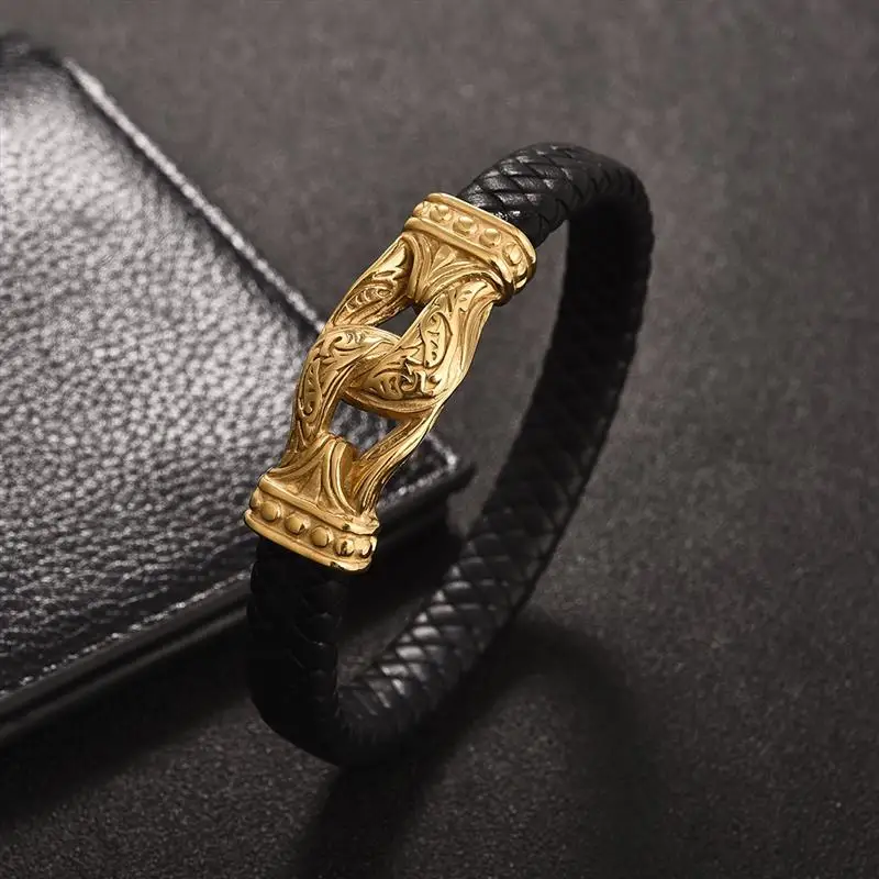 Винтажные тотемные соединители для замка из нержавеющей стали мужчин кожаный