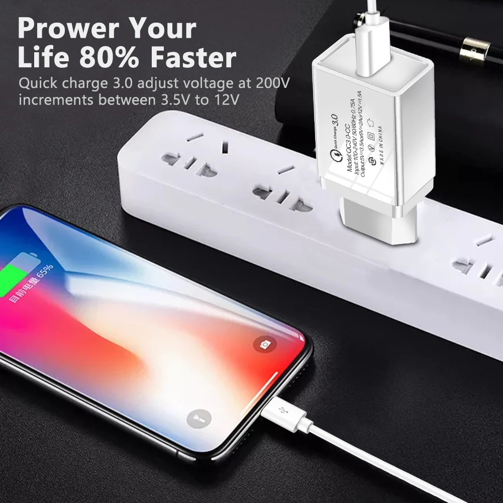 Настенное зарядное устройство с кабелем для Apple iPhone Android Micro USB кабель Быстрая