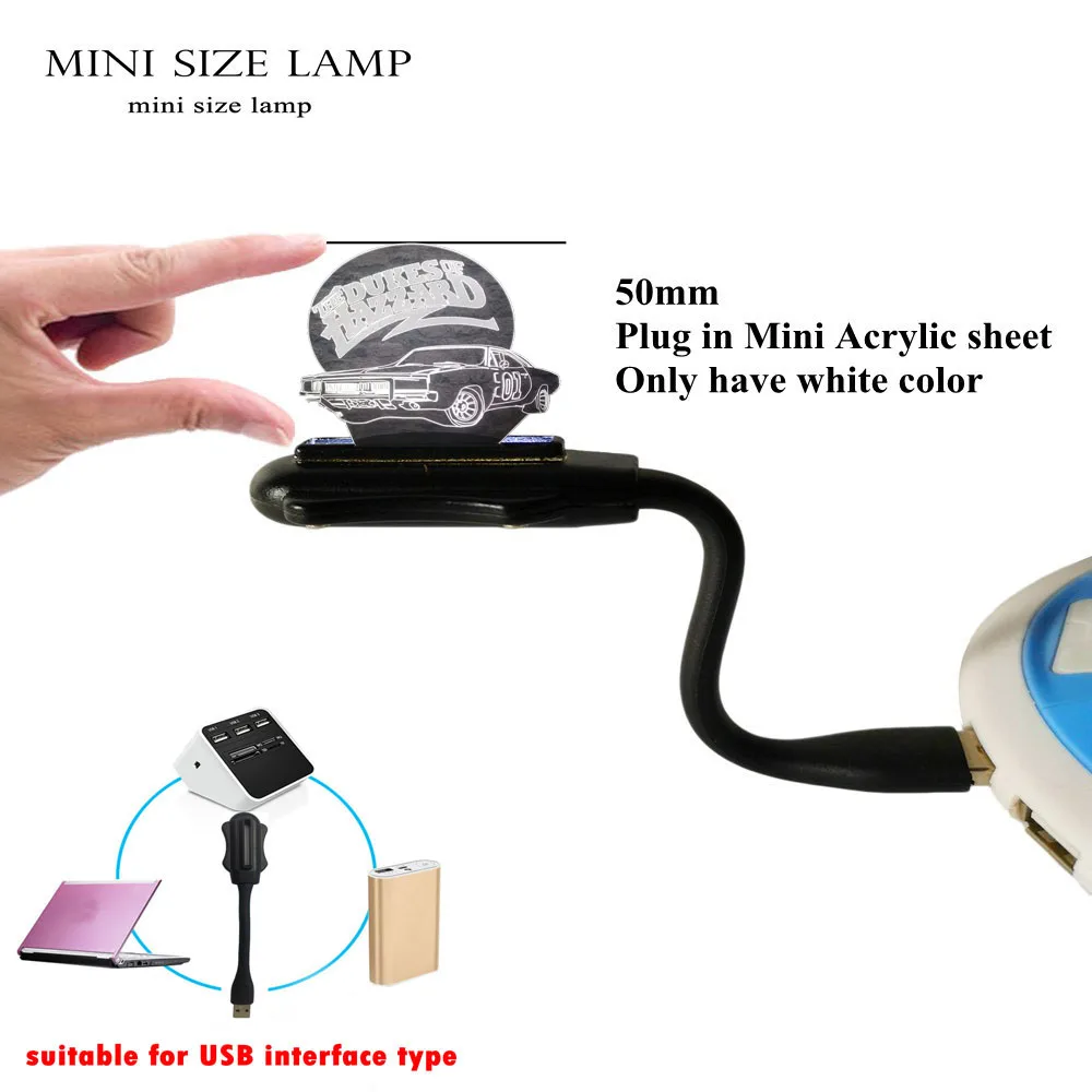 mini 3D Hazzard автомобильная светодиодная лампа USB ночник многоцветный Лава RGB Освещение Luminaria для мальчиков Детский Рождественский подарок игрушка домашний декоративный - Испускаемый цвет: mini