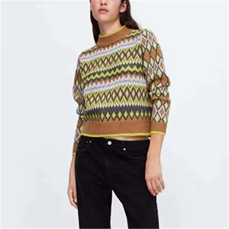 

Зимний жаккардовый свитер с круглым вырезом и длинными рукавами PB & ZAwomen's 2021