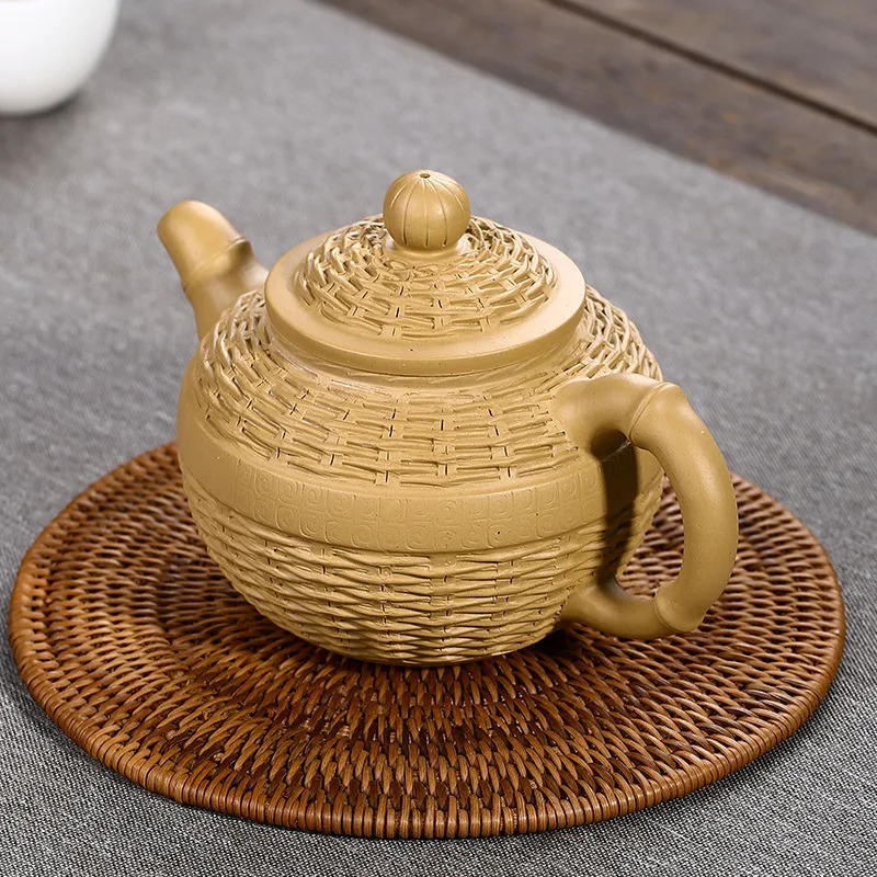 Бамбуковая плетеная линия Wang Круглый чайник из красной глины для сырой руды