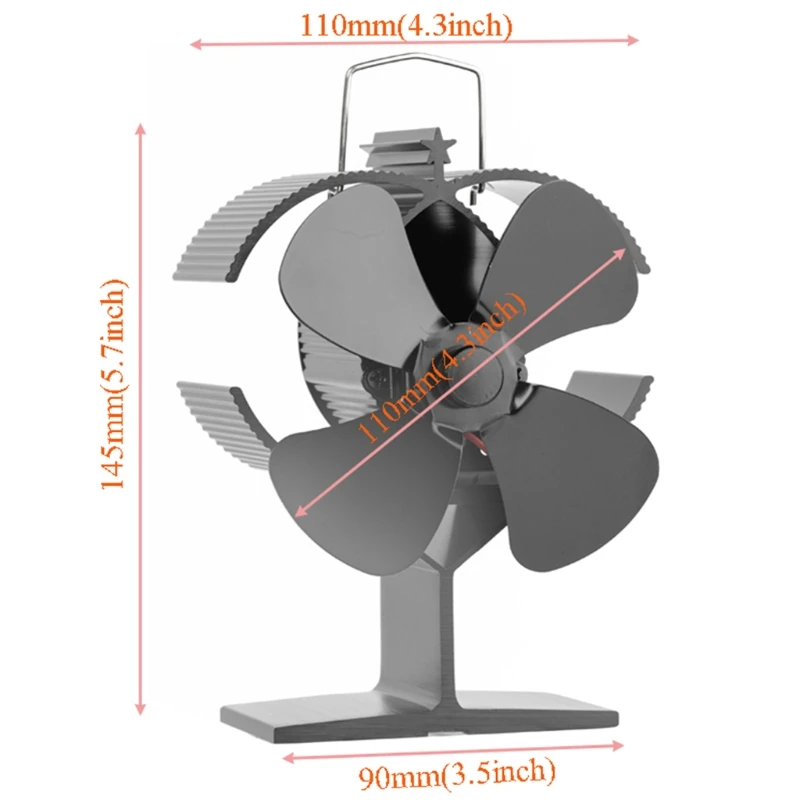 

4-Blade Stove Fan Heat Powered Stove Fan Eco Friendly Fireplace Fan Stove Fan for Wood Log Burner Fireplace Increases