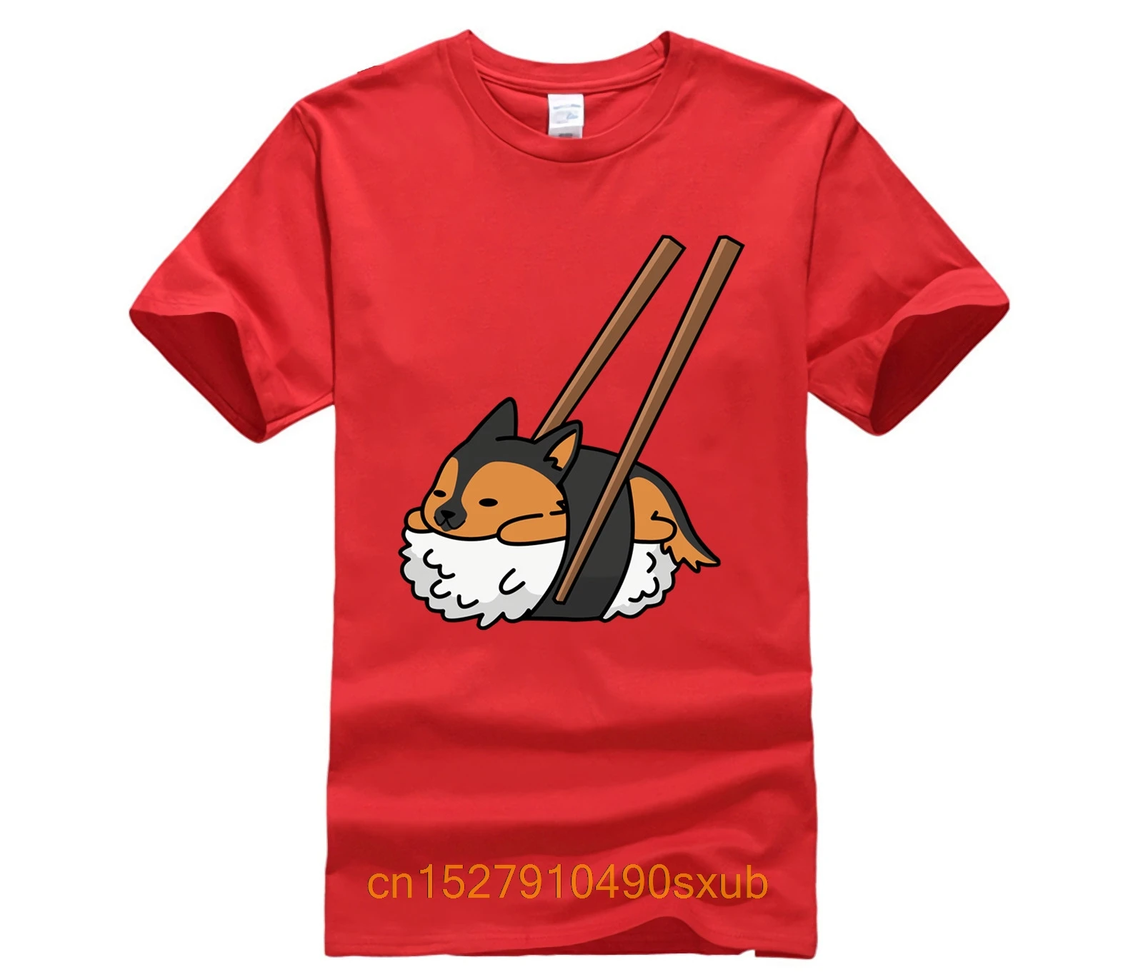 

Men's Print Casual 100% Cotton T-Shirt Popular Funny Sushi German Shepherd T Shirt